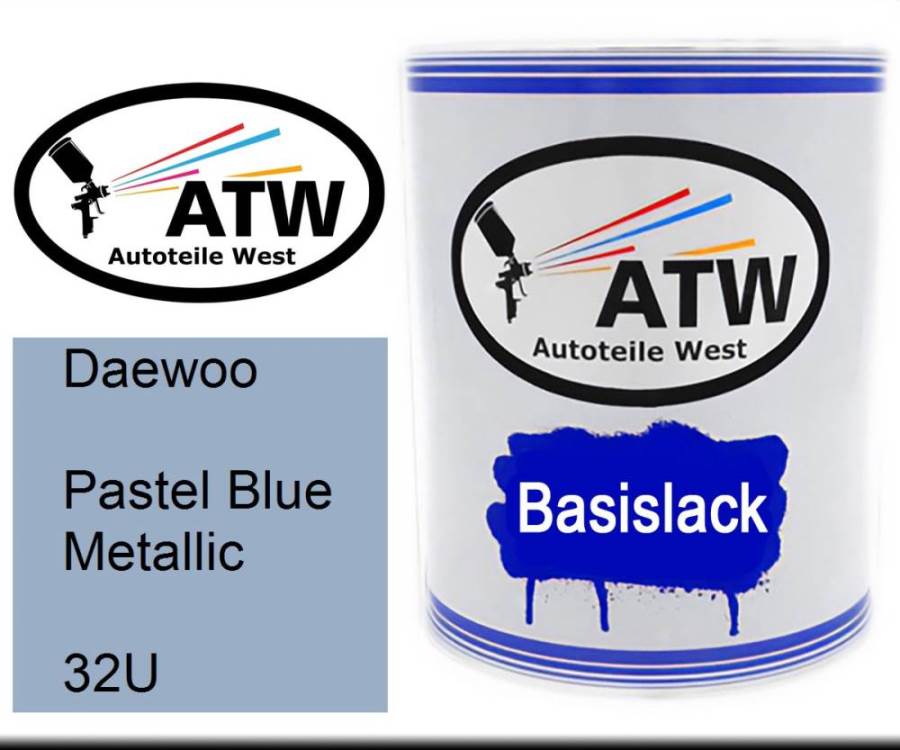 Daewoo, Pastel Blue Metallic, 32U: 1L Lackdose, von ATW Autoteile West.